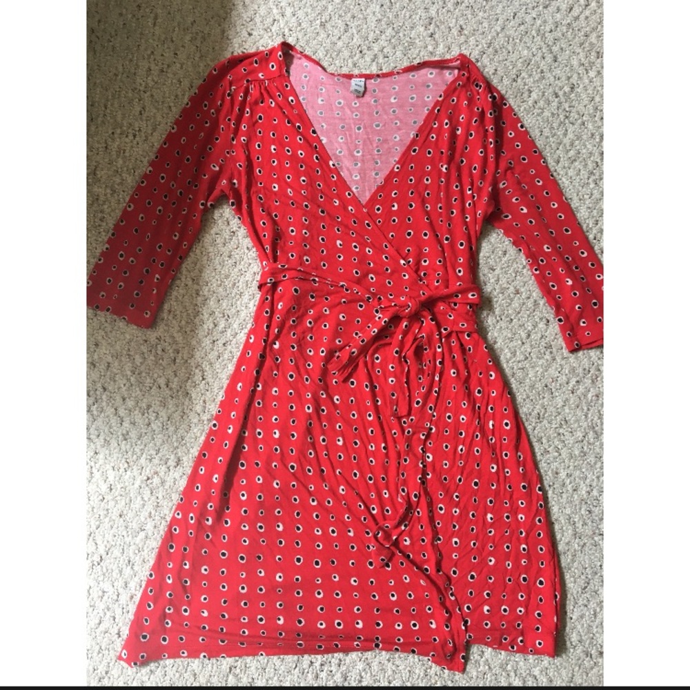 Red wrap dress - light weight, cool cotton blend